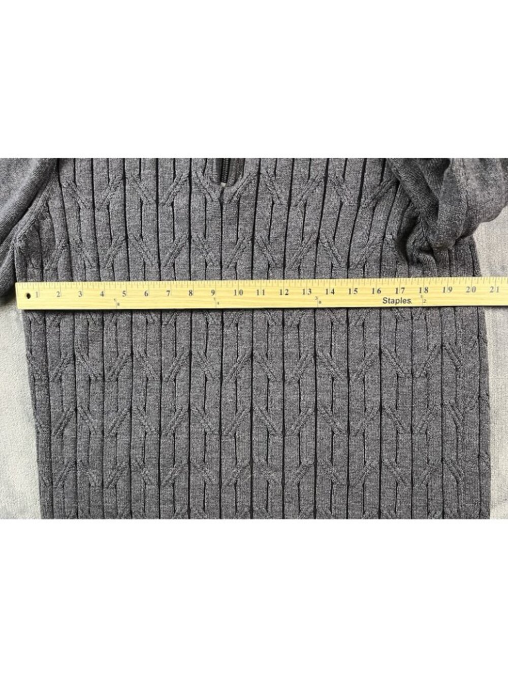 Tommy Bahama Sweater Gray 1/4 Zip Cable Knit 100% Cotton Mens XL Casual - Picture 8 of 9